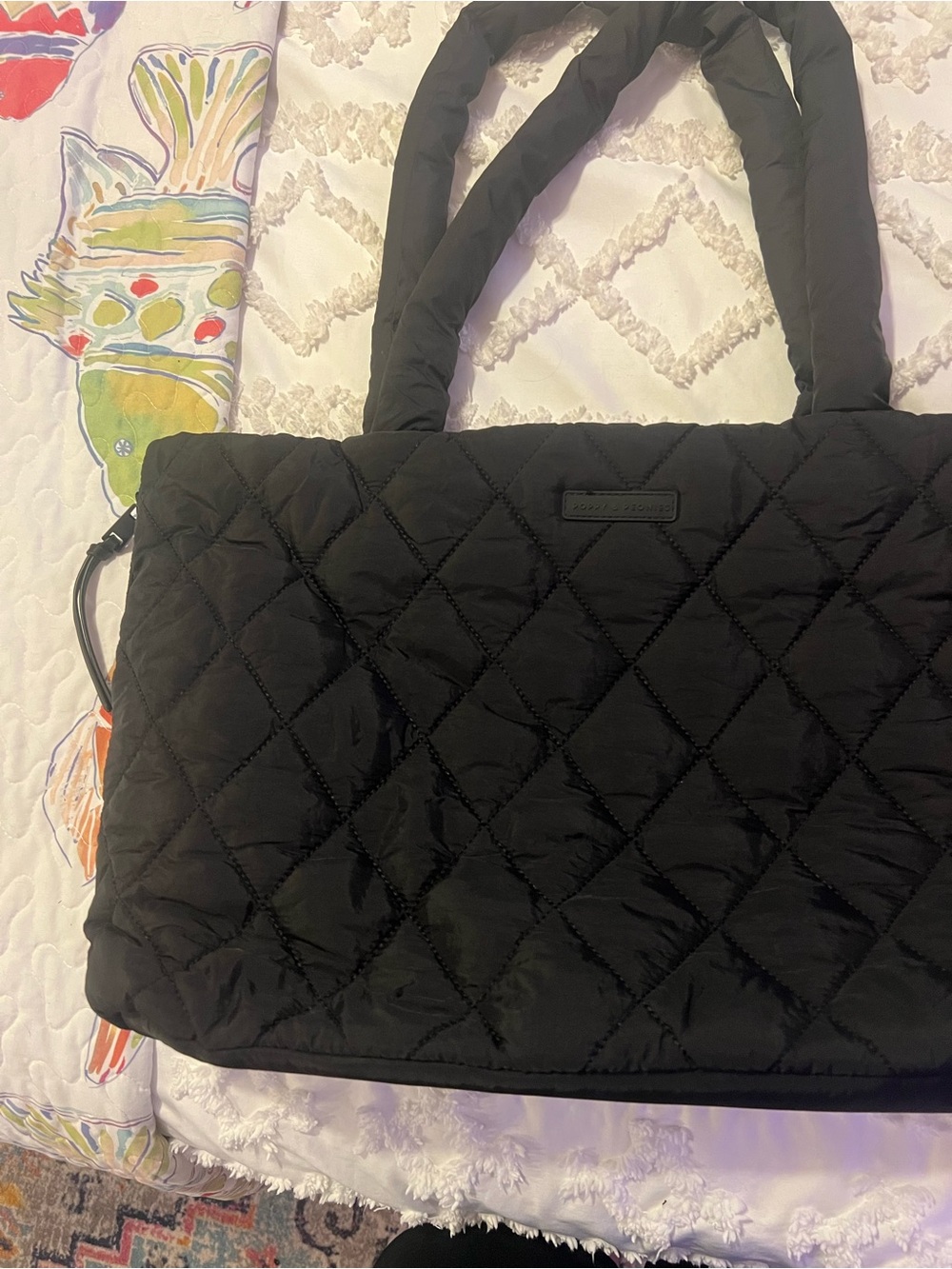 Poppy & Peonies Quilted Black Tote with Blush Pink Interior - Go Getter Tote - Picture 14 of 15